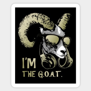 I'm The Goat Bling Cool and Funny Music Animal with Headphones and Sunglasses Sticker